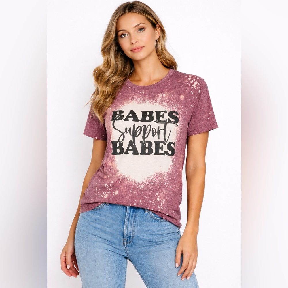 Tultex Women’s Maroon Splatter Tie-Dye Tee Size Large - Picture 3 of 12